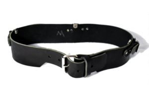 Leather Belt with clips for Suspenders