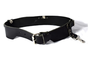 Leather Belt with clips for Suspenders and Snap