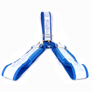 Blue Suspenders with reflective and Shoulder Pads